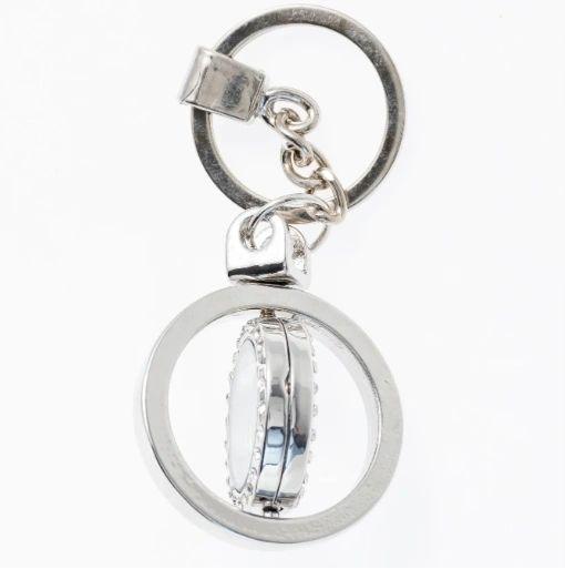 Annette's Silver-Plated Spindle Rhinestone Locket Keychain