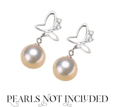Butterfly With Cubic Zirconia Antenna Earring Settings