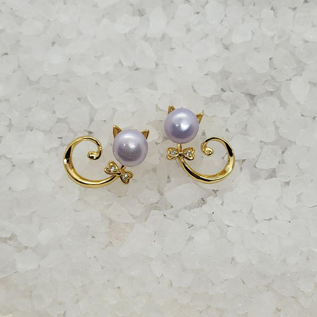 Cat Body Cz Bow Earring Settings