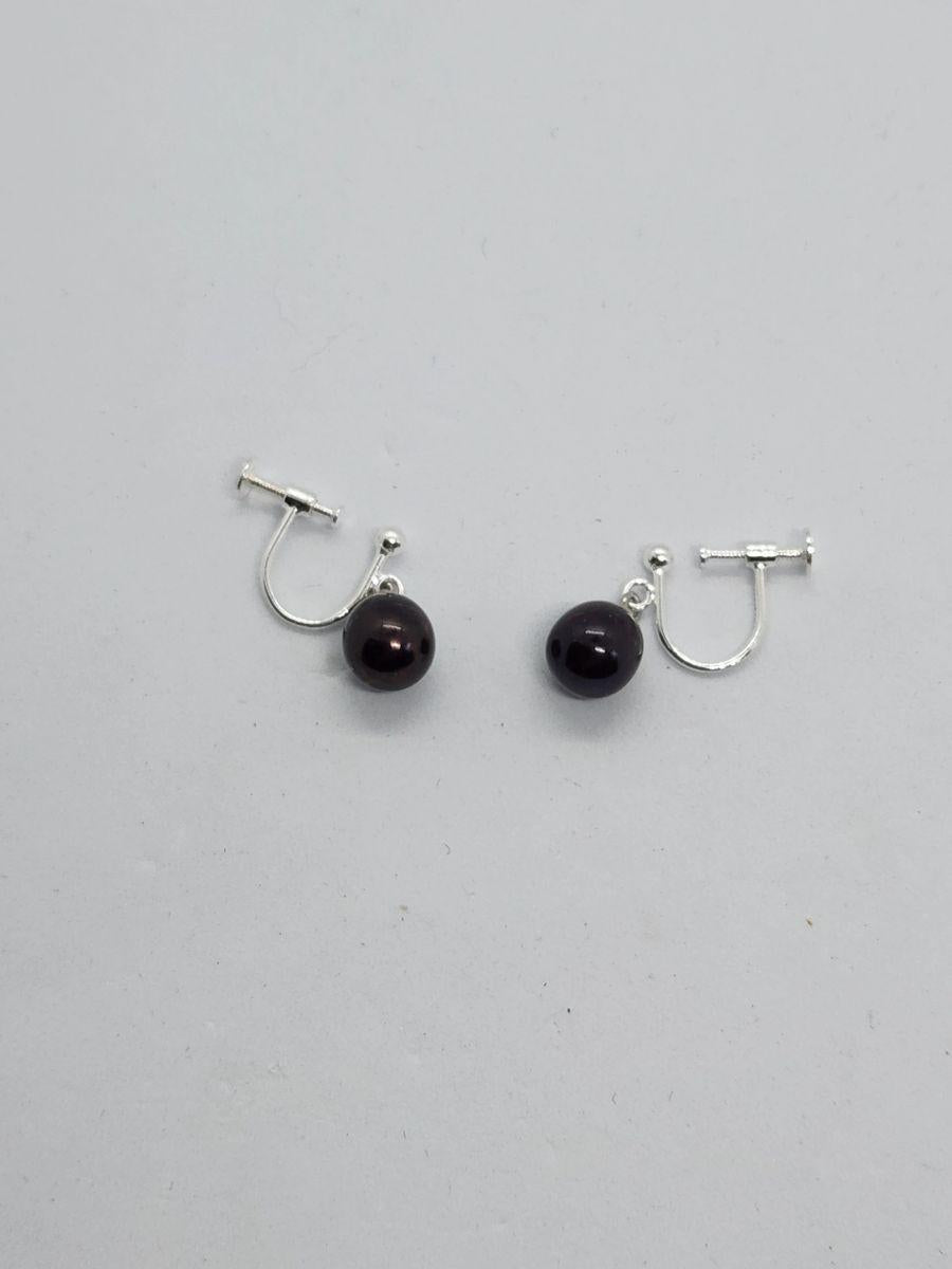 Clip On Silver Stud Pearl Drop Earrings