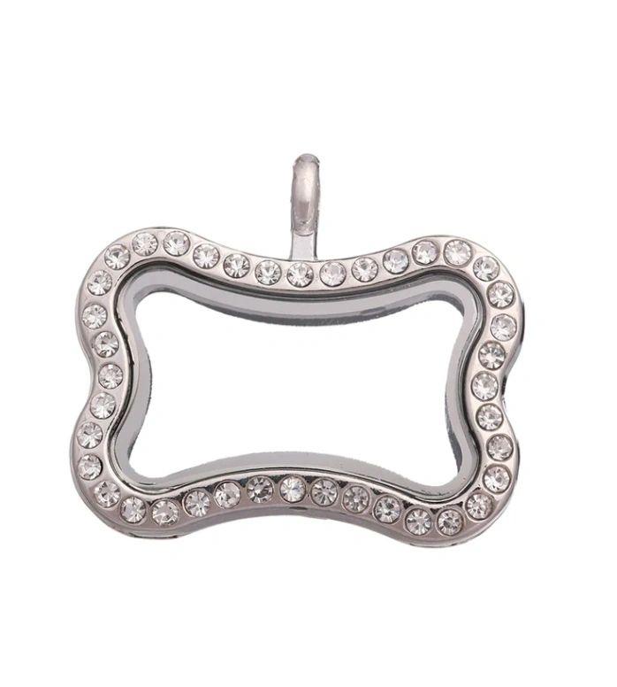 Dog Bone Rhinestones Locket Pendant