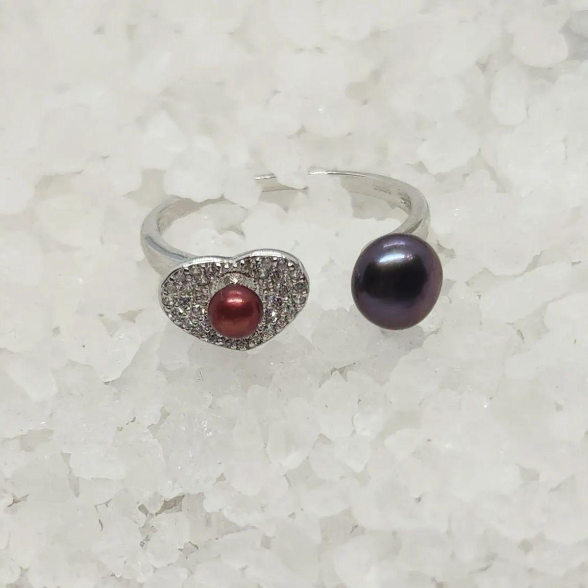 Double Pearl Micro Heart Adjustable Ring Setting