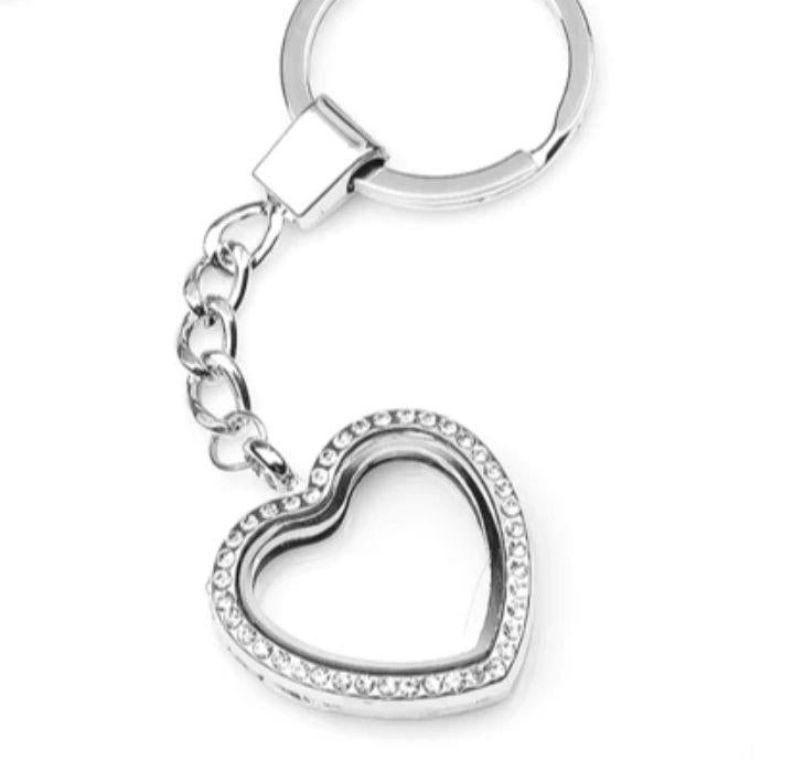 Heart Rhinestone Locket Keychain
