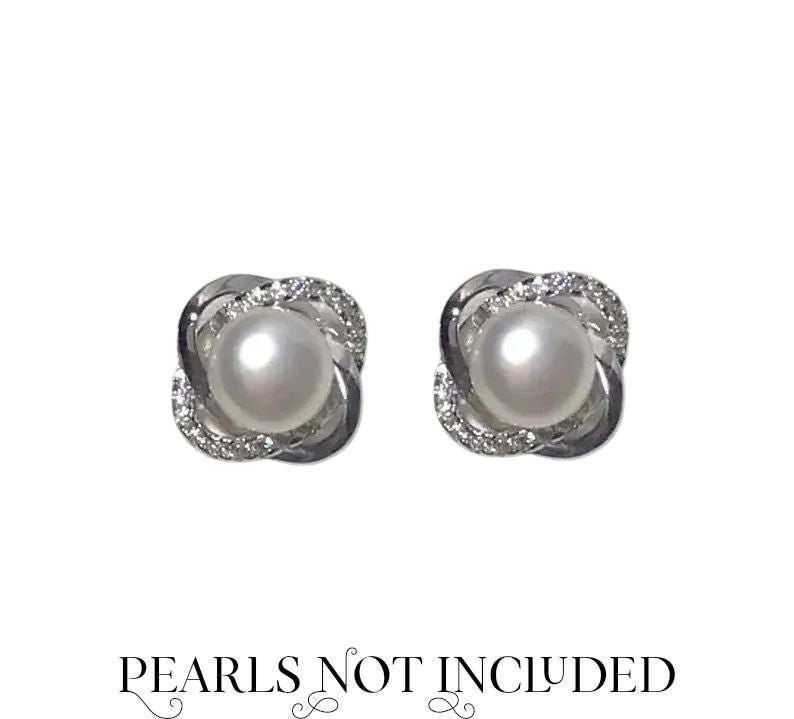 Interlocking Ovals Half Cz Earring Settings