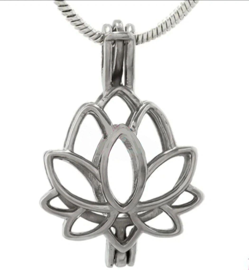 Lotus Flower Cage In Sterling Silver
