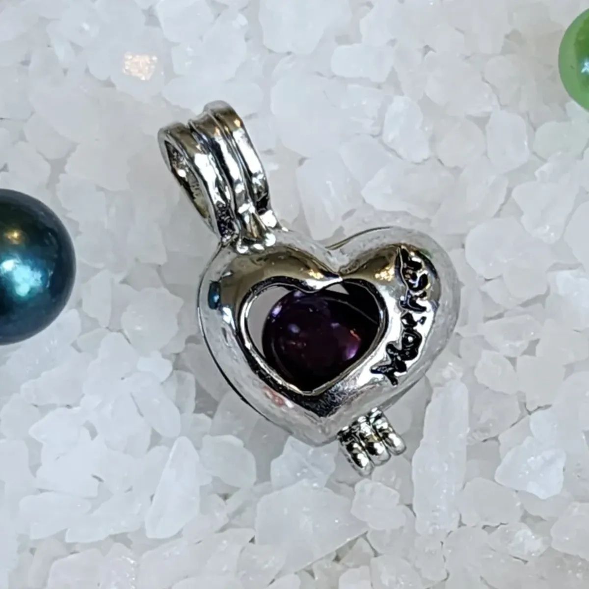 Mother Inscribed Heart Cage Silver Plated