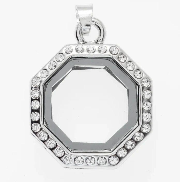 Octagon Rhinestones Locket Pendant