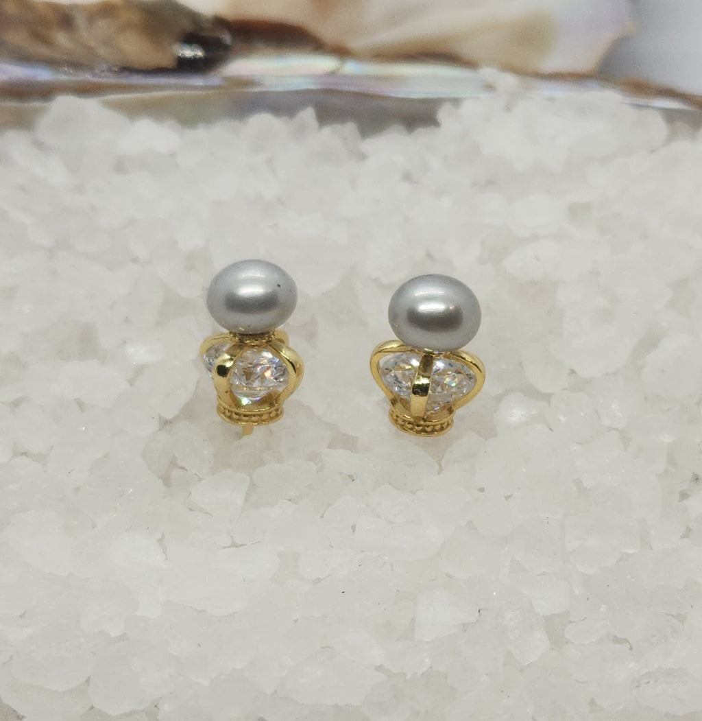 Queens Crown Cubic Zirconia Stud Earring Setting