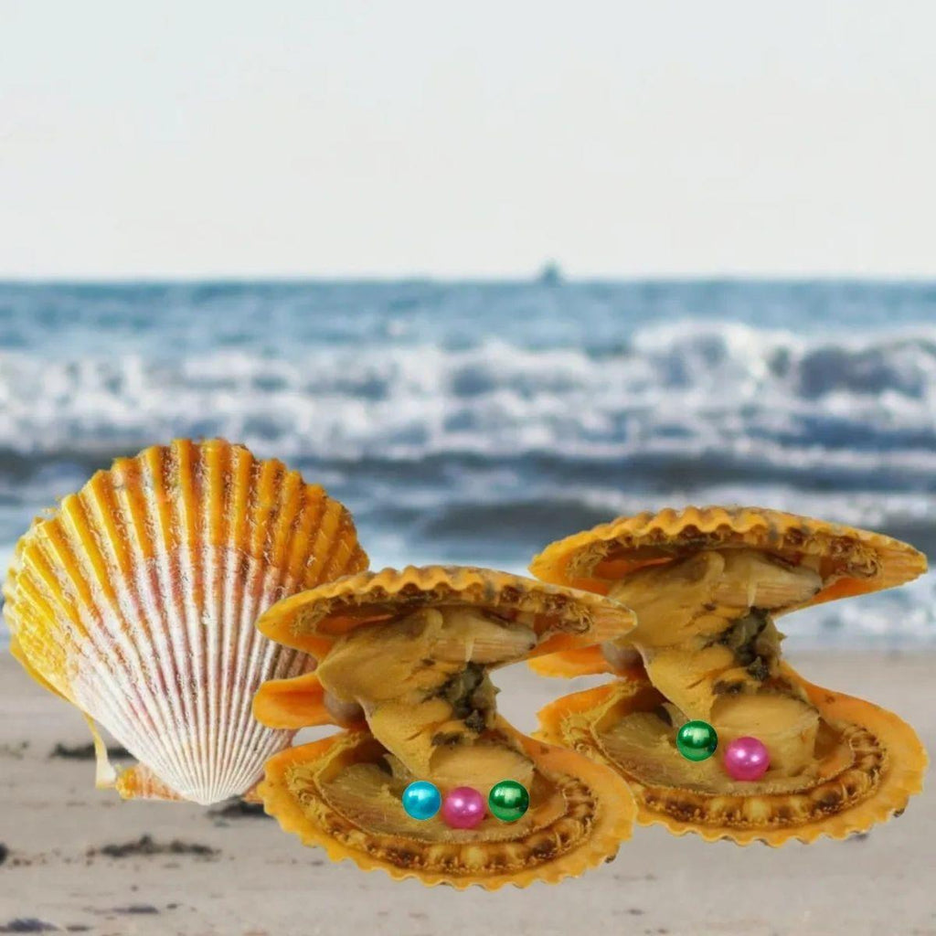 Red Shell Round Multi-Pearl Oyster Opening