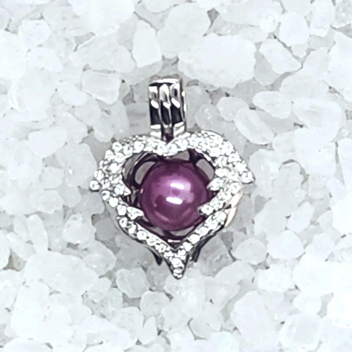 Rhinestone Wing Heart Cage In Sterling Silver