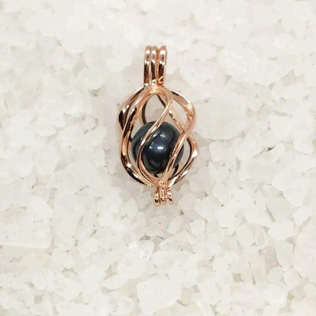 Rose Gold Spiral Cage In Sterling Rose Gold