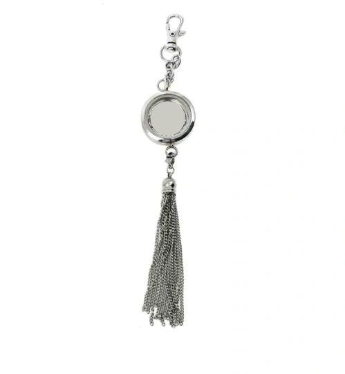 Round Locket With Tassel Drip Clip