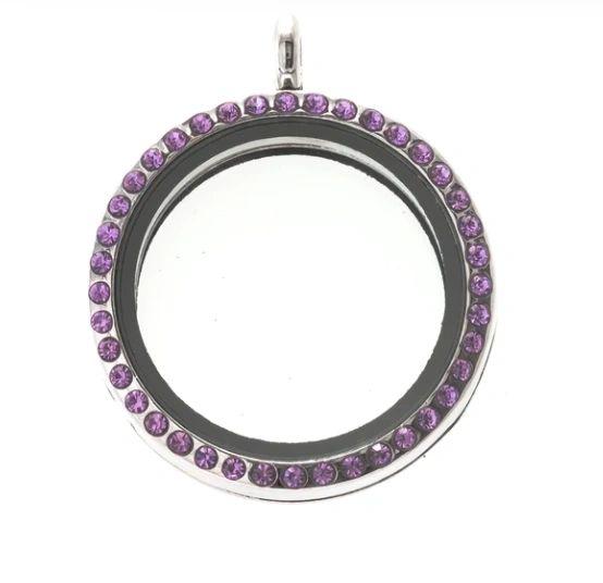 Round Rhinestones Locket Pendant