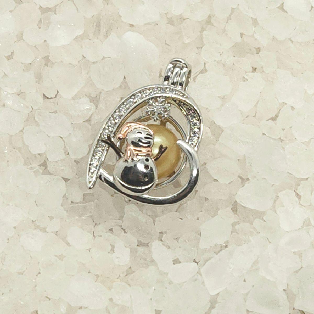 Snowman Love Cage In Sterling Silver