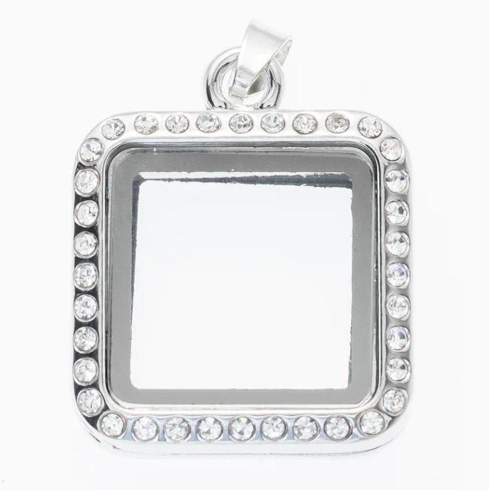 Square Rhinestones Xlocket Pendant