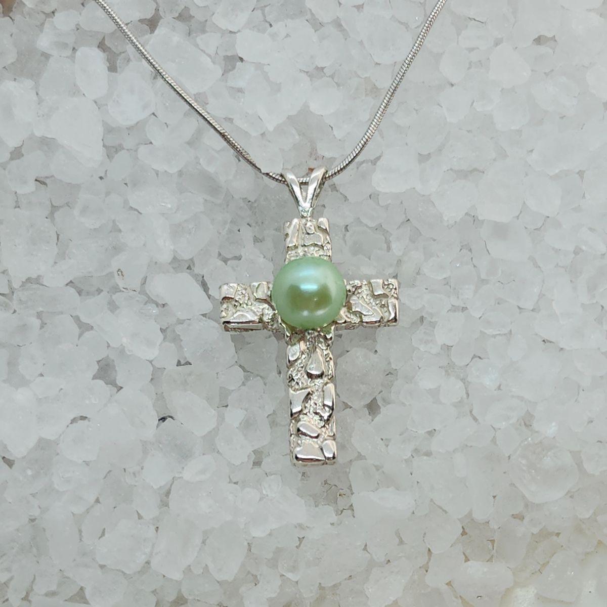 Textured Cross Pendant Setting - Original 21.5x12mm (for Micro Pearls)