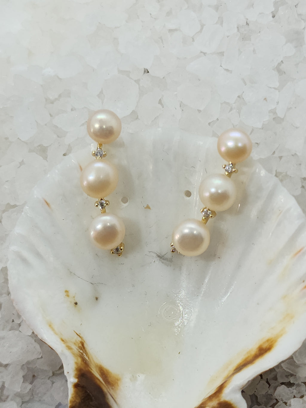 Triple Stack with CZ Separation Earring Setting