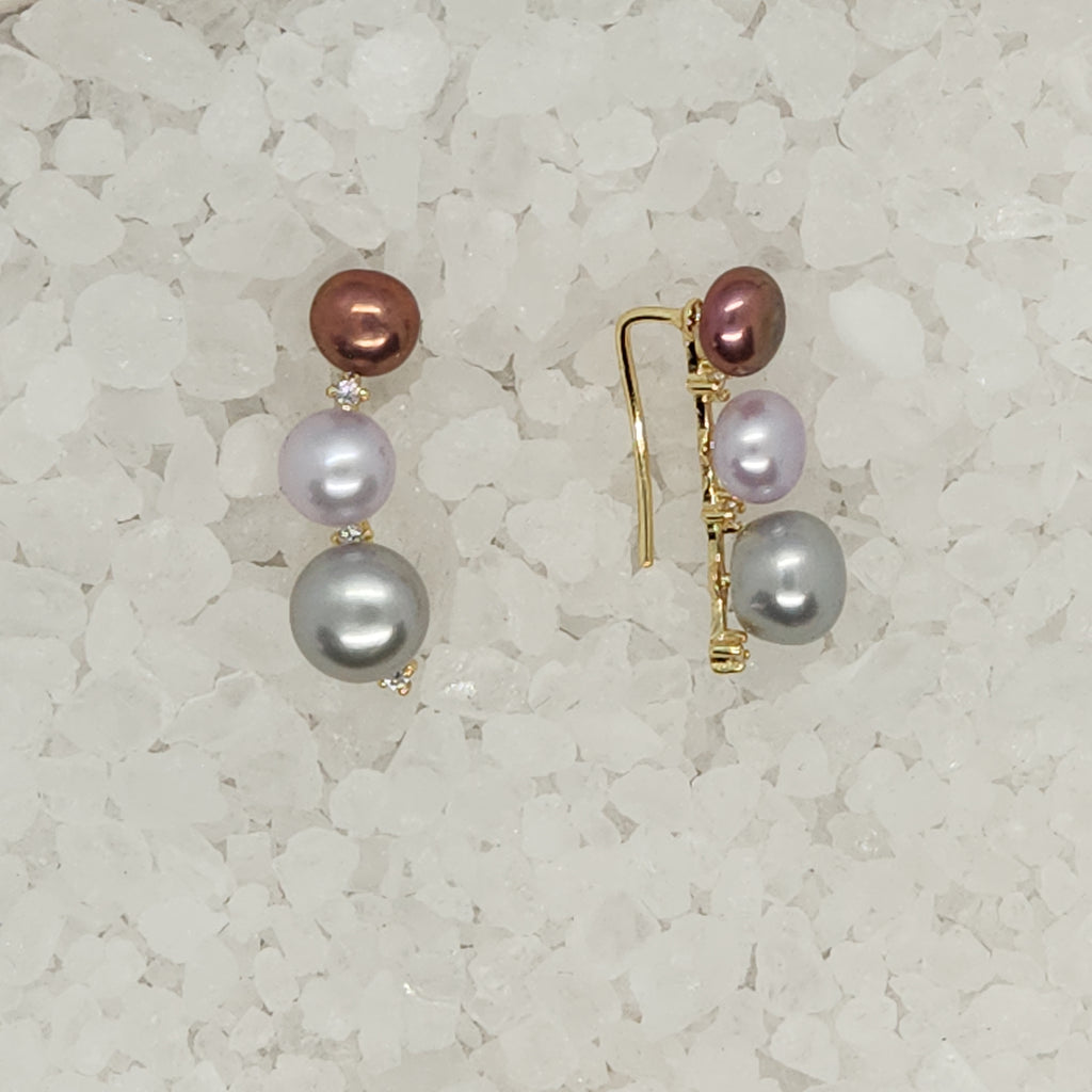 Triple Stack with CZ Separation Earring Setting